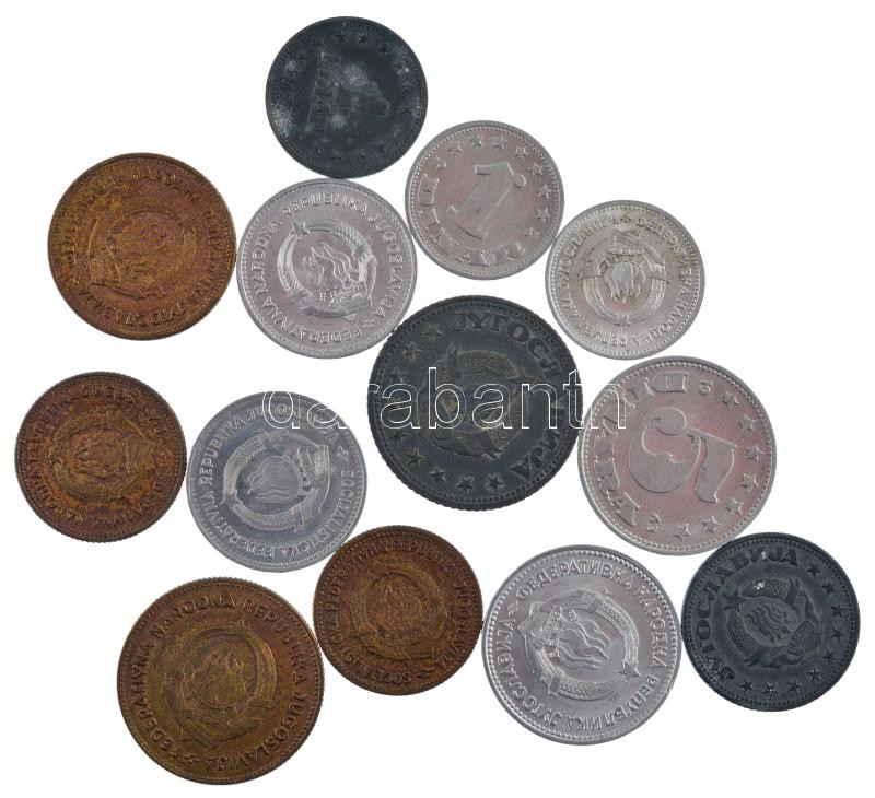 Jugoszlávia 1945-1963. 1D - 50D (13xklf) T:1--2- patina, ph, karc Yugoslavia 1945-1963. 1 Dinar - 50 Dinara (13xdiff) C:AU-VF patina, edge error, scratches