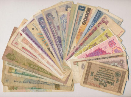 Vegyes 25db-os bankjegy tétel a világ minden tájáról T:III,III- Mixed 25pc of paper money lot from all around the world C:F,G