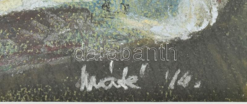 Máté Sándor (1954-): Virágkosár. Pasztell, papír. Jelzett. Üvegezett fakeretben, 48x31 cm - Image 2