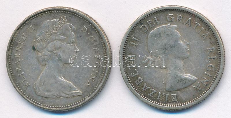 Kanada 1962-1966. 25c Ag 'II. Erzsébet' (2xklf) T:2 patina Canada 1962-1966. 25 Cents Ag 'Elizabeth II' (2xdiff) C:XF patina
