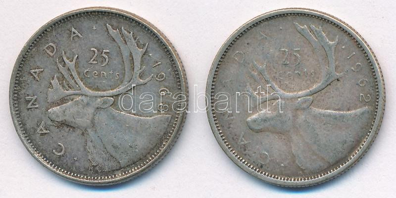 Kanada 1962-1966. 25c Ag 'II. Erzsébet' (2xklf) T:2 patina Canada 1962-1966. 25 Cents Ag 'Elizabeth II' (2xdiff) C:XF patina - Image 2