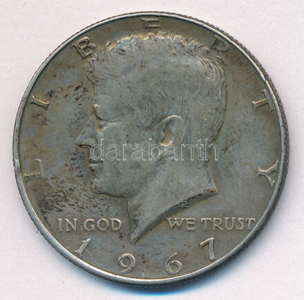Amerikai Egyesült Államok 1967. 1/2$ Ag 'Kennedy' T:2 ph., patina USA 1967. 1/2 Dollar Ag 'Kennedy' C:XF edge error, patina Krause KM#202a