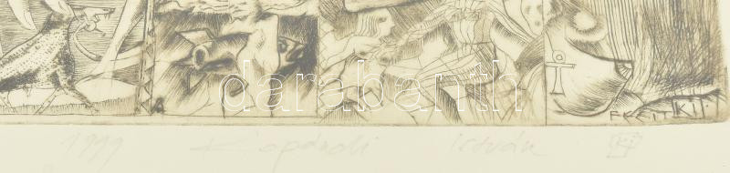 Kopándi István (1968-): Genezis, 1999. Hidegtű, papír. Jelzett. Művészpédány ea XIV/XV számozással. Hátoldalán a művész címkéjén feliratozott. Üvegezett fakeretben, 40,5x40 cm - Image 2