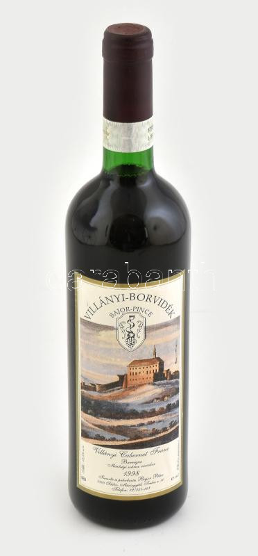 1998 Bajor Villányi Cabernet Franc barrique, bontatlan palack száraz vörösbor, pincében szakszerűen tárolt, 12,5%, 0,75l.