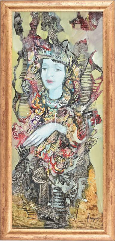 Herpai Zoltán (1951-2011): Keleti hölgy. Olaj, farost, jelezve jobbra lent. Keretben 60x25 cm