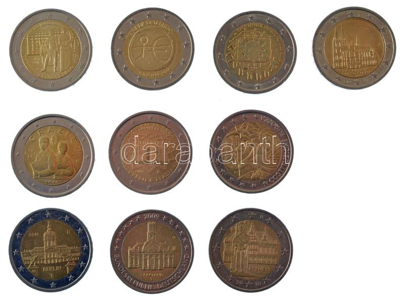 2007-2021. 2E (10xklf) forgalmi emlékkiadások, mind különböző T:2,2- 2007-2021. 2 Euro (10xdiff) circulating commemorative issues, all different C:XF,VF - Image 2