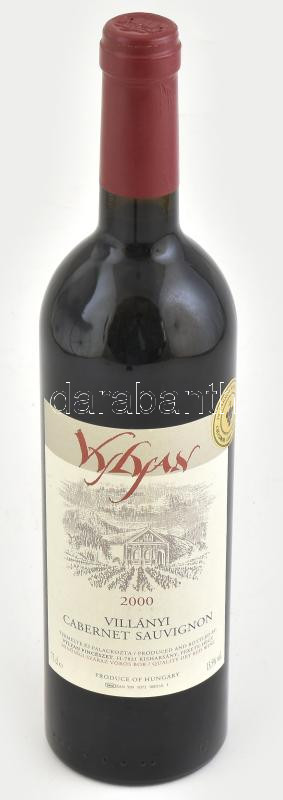 2000 Vylyan Villányi Cabernet Sauvignon, bontatlan palack száraz vörösbor, 13,5% pincében szakszerűen tárolt, 0,75 l.
