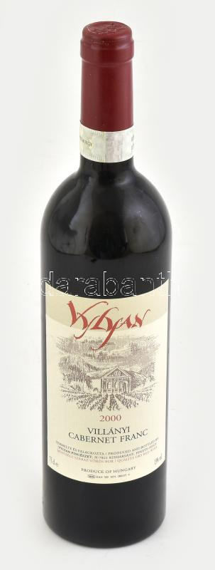 2000 Vylyan Villányi Cabernet Franc, bontatlan palack száraz vörösbor, 13% pincében szakszerűen tárolt, 0,75 l.