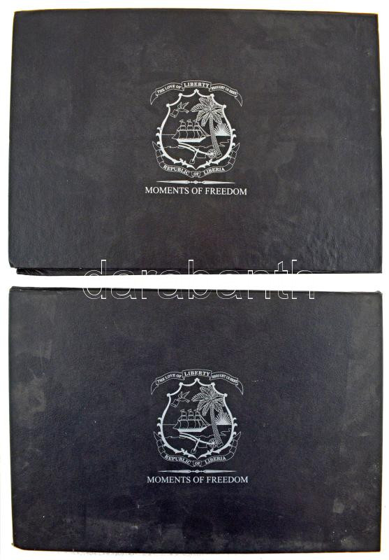 Éremtartó tálca 'Republic of Liberia - Moments of Freedom' (2x) emlékérmék tárolására 24db férőhellyel. Használt, jó állapotban. - Image 2