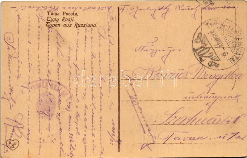 1916 Typy Rosji / Typen aus Russland / Russian folklore + 'M. kir. 40. honvéd gyalogydandár parancsnokság' - Image 2