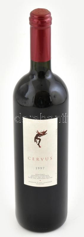 1997 Heimann Szekszárdi Cervus, (Kékfrankos, Merlot, Oportó), bontatlan palack száraz vörösbor, pincében, szakszerűen tárolva,12,5%, 0,75 l. Első évjárat. Gyűjtői darab.