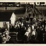 1937 Lom, port, steamship station + 'Schiffsrestaurant Dampfer Helios DDSG W. Kárpát' (EK)