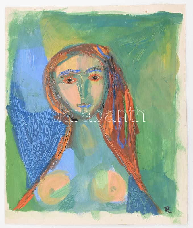 Rác András (1926-2013): Női félakt. Vegyes technika, papír. Jelzett. 36x30 cm