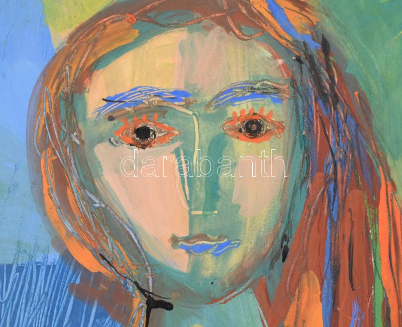 Rác András (1926-2013): Női félakt. Vegyes technika, papír. Jelzett. 36x30 cm - Image 2