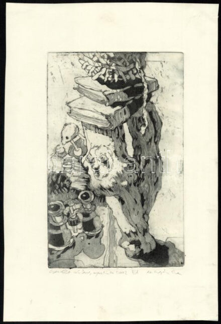 Konyári Éva (?-): Csendélet, 2002. Rézkarc, akvatinta, papír, jelzett, művészpéldány EA jelzéssel. 22x14 cm