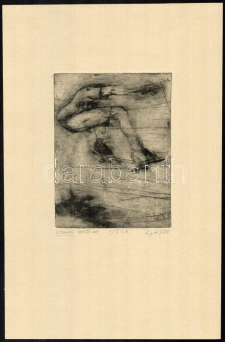 Ligeti Miklós (1982-): Gördeszkás (lendület), 2001. Hidegtű, papír, jelzett, számozott (II/VI). 15x11,5 cm