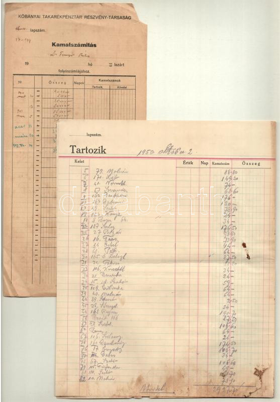 ~1930-1950. 'Kőbányai Takarékpénztár Részvénytársaság' 4db klf dokumentuma, elszámolások, levelek - Image 2