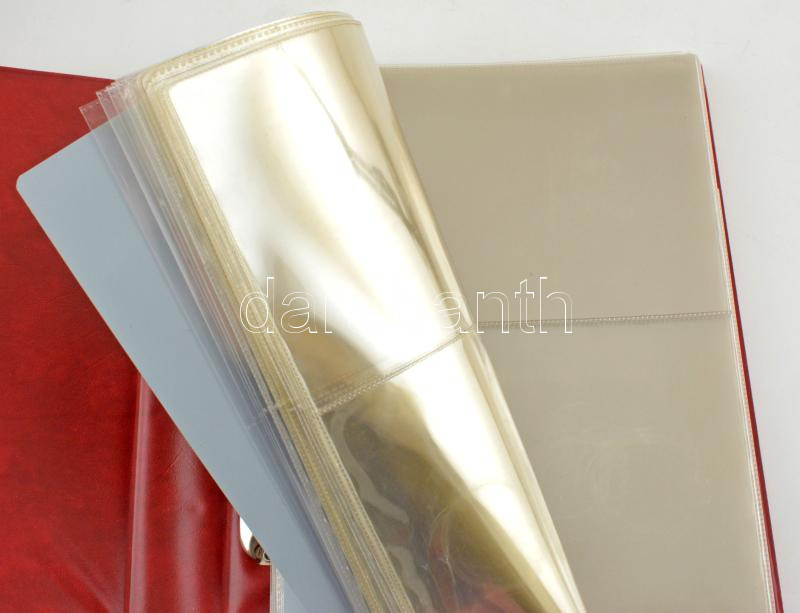 'Münz Briefe aus aller Welt' piros, plüssborítású, négygyűrűs album, 30db kettes osztású berakólappal. Használt, jó állapotban - Image 3