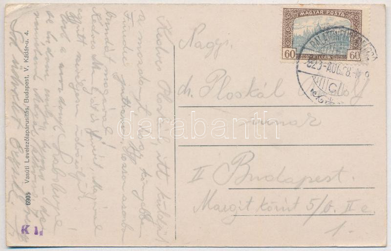 1920 Balatonfüred, Vasútállomás, gőzmozdony, vonat. Vasúti Levelezőlapárusítás 6905. (EK) - Image 2