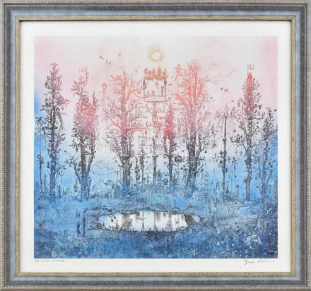 Gross Arnold: Az öröm ünnepe. Nyomat, papír, Jelzett. 46x39 cm Üvegezett keretben.