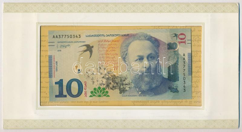 Grúzia 2019. 10L 'AA 37750343' eredeti díszcsomagolásban T:I Georgia 2019. 10 Lari 'AA 37750343' in original, cardboard display packaging C:UNC Krause P#77