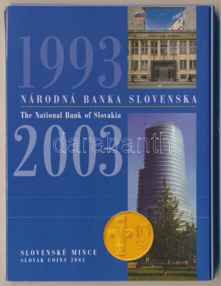 Szlovákia 2003. 10h-10K (7xklf) + pénzverdei zseton forgalmi sor műanyag tokban, karton dísztokban T:1 Slovakia 2003. 10 Halerov - 10 Korun (7xdiff) + mint jeton in plastic case, in cardboard display case C:UNC
