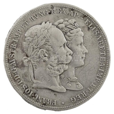 Ausztria 1879. 2G Ag 'I. Ferenc József és Erzsébet királynő / Ezüstlakodalom' Bécs T:3 részben fúrt lyuk, foglalatnyom, ph., karcok Austria 1879. 2 Gulden Ag 'Franz Joseph and Elisabeth / Silver Jubilee' Vienna C:F partially drilled hole,