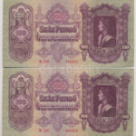 1930. 100P (2x, sorszámkövető 'E 228 095952 - E 228 095953') T:III szép papír Adamo P17