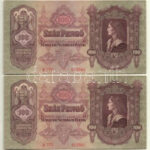 1930. 100P (4x, 3db sorszámkövető és 1db közeli sorszám 'E 373 012559 - E 373 012561 + E 373 012565') T:III szép papír Adamo P17