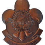 ~1930. 'Hungaria' bronz cserkész sapkajelvény, árvalányhaj tartóval (46x37mm) T:1-