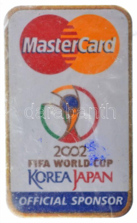 2002. 'Korea-Japán közös rendezésű Labdarúgó Világbajnokság - MasterCard hivatalos szponzor' fém jelvény, bontatlan, kissé sérült fóliatasakban T:1