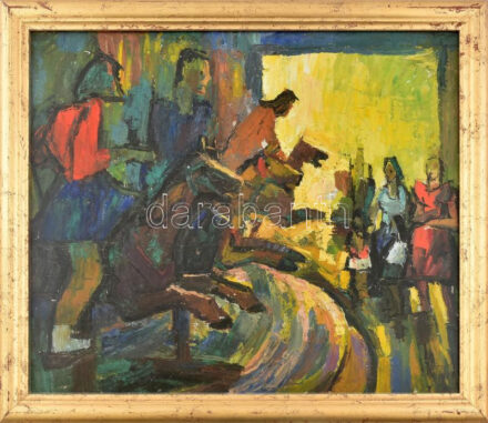 Börzsönyi Kollarits Ferenc (1901-1963): Körhinta. Olaj, vászon, üvegezett fakeretben, jelzés nélkül, 47x58,5 cm