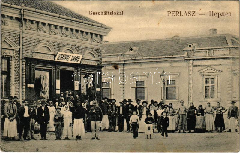 Perlasz, Perlez; Boskovitz David üzlete és saját kiadása / Geschäftslokal / shop (fl)