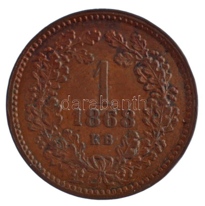 1868KB 1kr Cu 'Angyalos címer' T:2,2- patina, kis ph Adamo M4.1