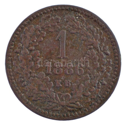 1886KB 1kr Cu 'Középcímer' T:2- patina Adamo M4.1