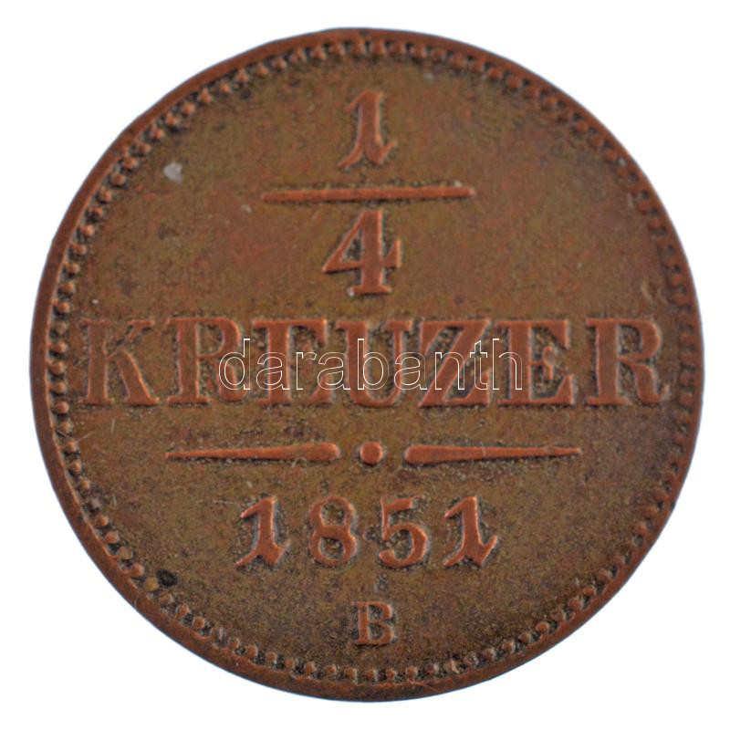 1851B 1/4kr Cu T:2,2- patina, ph Adamo M1