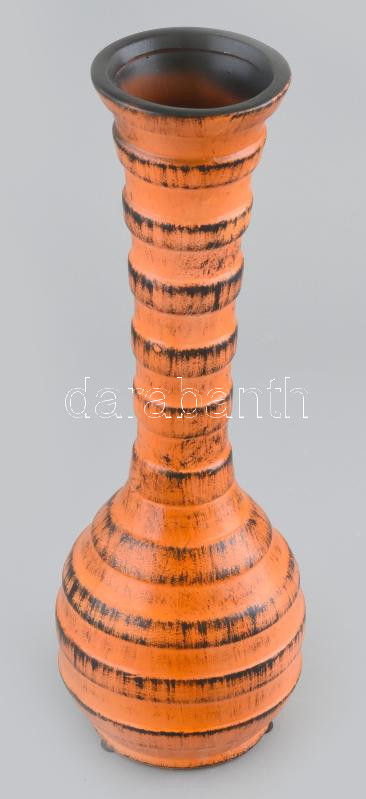 Retró kerámia váza, jelzés nélkül, hibátlan, m: 30,5 cm
