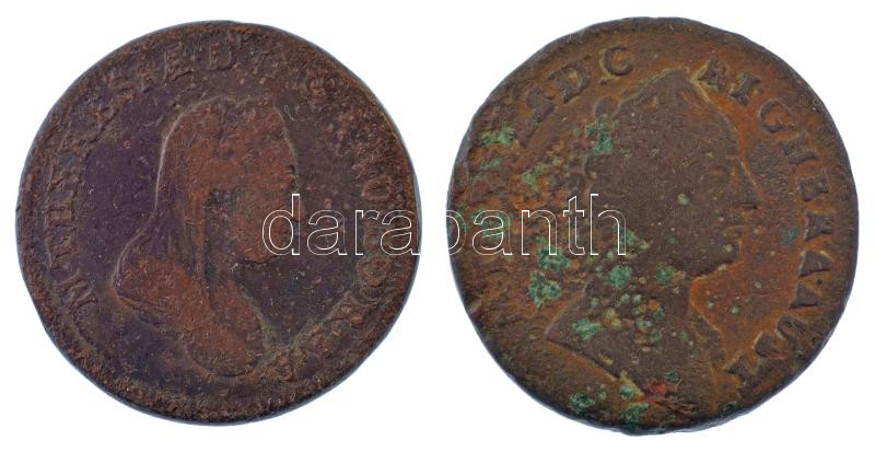 1761K 1kr Cu 'Mária Terézia' Körmöcbánya + 1780S 1kr Cu 'Mária Terézia' Szomolnok T:3 patina