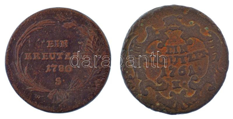 1761K 1kr Cu 'Mária Terézia' Körmöcbánya + 1780S 1kr Cu 'Mária Terézia' Szomolnok T:3 patina - Image 2