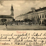 1900 Nagyvárad, Oradea; Szent László tér, piac, Csordás Testvérek üzlete / square, market, shops (EK)