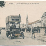 Arad, József főherceg út, autóbusz. Bloch H. kiadása / street view, autobus (r)