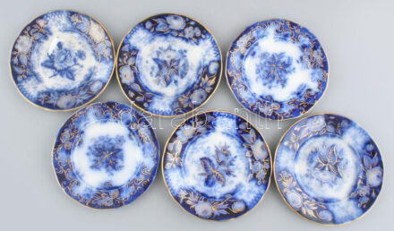 Villeroy & Boch antik süteményes tányér, 6db, kis kopásokkal, jelzett, d: 15,5 cm