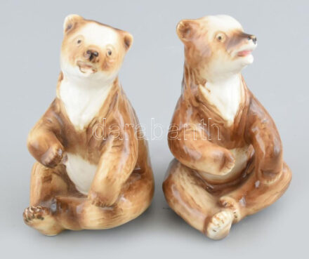 2 db Royal dux porcelán medve figura. Kézzel festett, egyik jelzett, hibátlan.