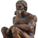 Rodin: Gondolkodó Bronz szobor, márvány talapzaton 15 cm - Image 2