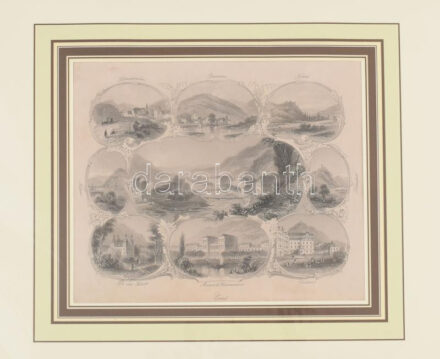 cca 1850-60 Ems, acélmetszet, papír, jelzés nélkül, paszpartuban. 19x23,5 cm
