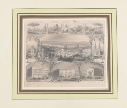 cca 1850-60 Wiesbaden, acélmetszet, papír, jelzés nélkül, foltos, paszpartuban. 19x22 cm