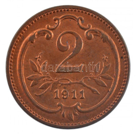 Ausztria 1911. 2h bronz műanyag kapszulában T:1- patina Austria 1911. 2 Heller bronze in plastic capsule C:AU patina Krause KM#2801