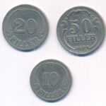 1926. 10f Cu-Ni + 20f Cu-Ni + 50f Cu-Ni T:2-,3 patina