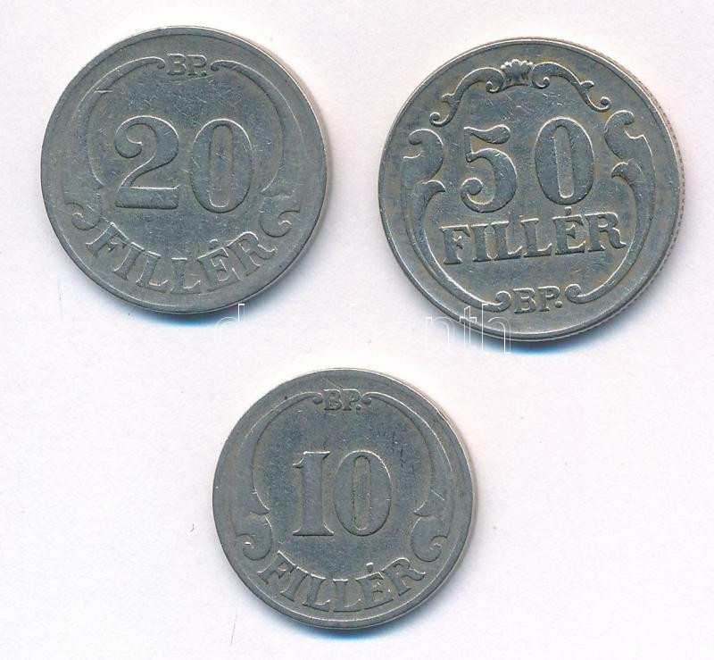 1926. 10f Cu-Ni + 20f Cu-Ni + 50f Cu-Ni T:2-,3 patina