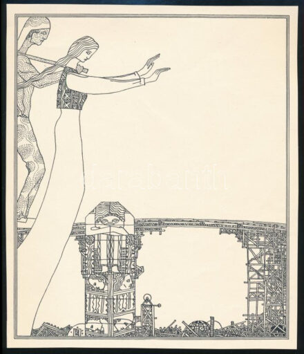 Kozma Lajos (1884-1948): Áldás. Cinkográfia, papír, jelzett a cinkográfián, 19,5×16,5 cm